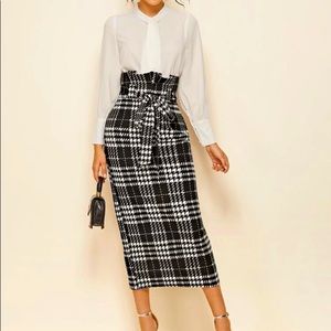 Paper bag waist self belt skirt